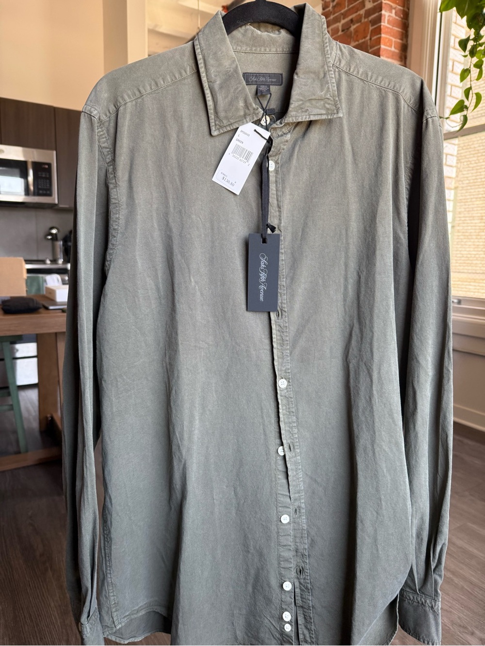John Varvatos Olive-Grey Long Sleeve Button Shirt